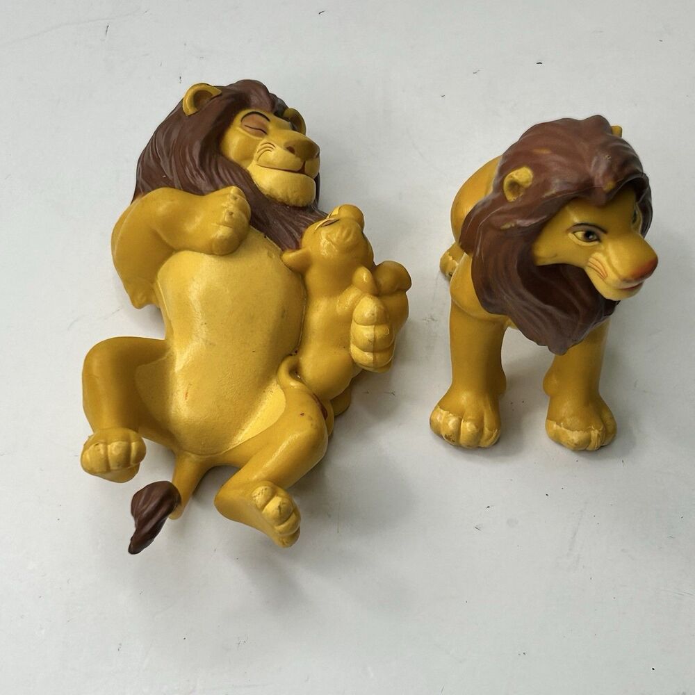 Vintage Disney The Lion King Mufasa  Simba Cuddling and Mufassa Toy Mattel Set 2